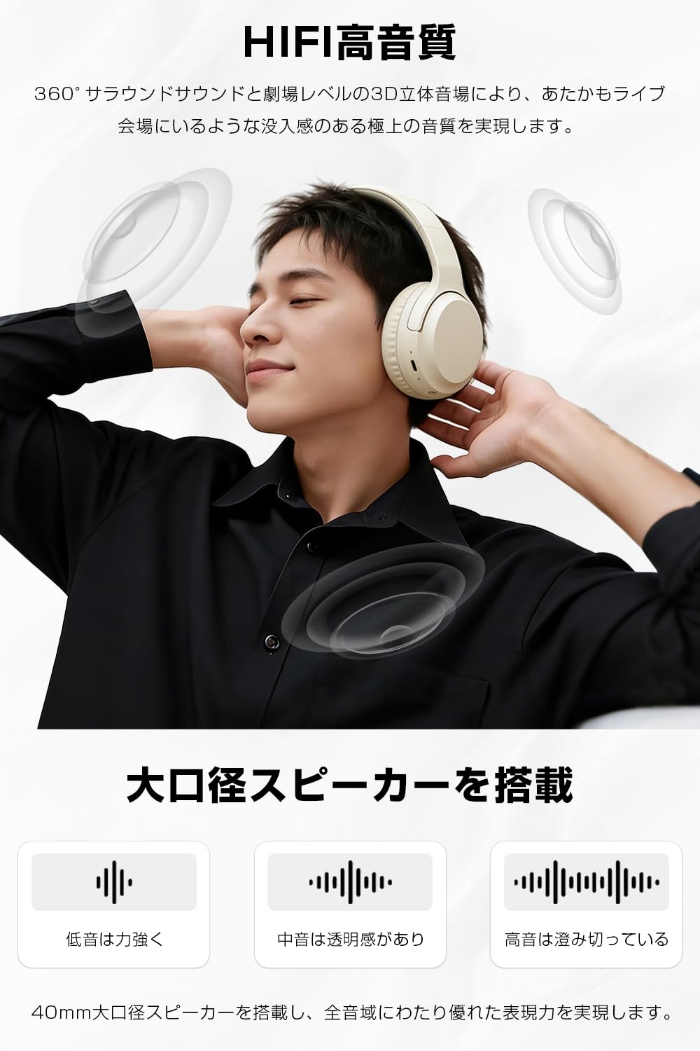 Amazon.co.jp: Bluetooth 6.1 ヘッドホン オーバーイヤー 密閉型 有線